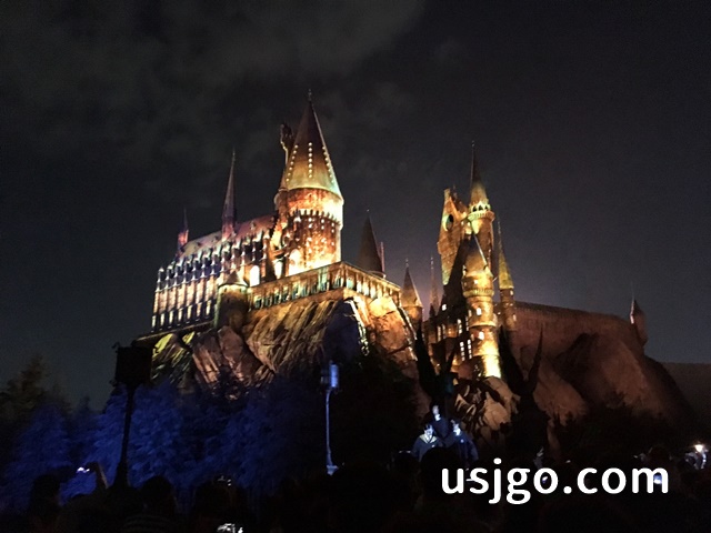 USJ　ハリーポッター　ナイトショー　ホグワーツ城