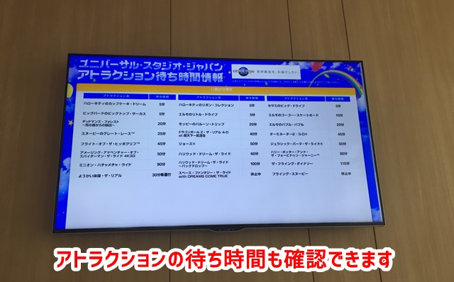 USJ シンギュラリホテル アトラクション待ち時間