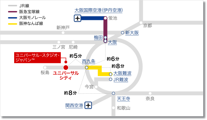 Usj最寄り駅に新幹線やjr 近鉄で行く方法 入口まで徒歩何分 地図あり Usjへgo