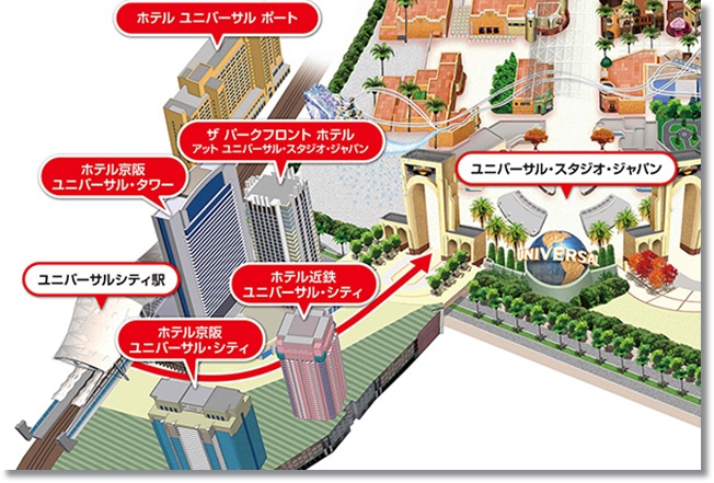 Usj最寄り駅に新幹線やjr 近鉄で行く方法 入口まで徒歩何分 地図あり Usjへgo Usjへgo